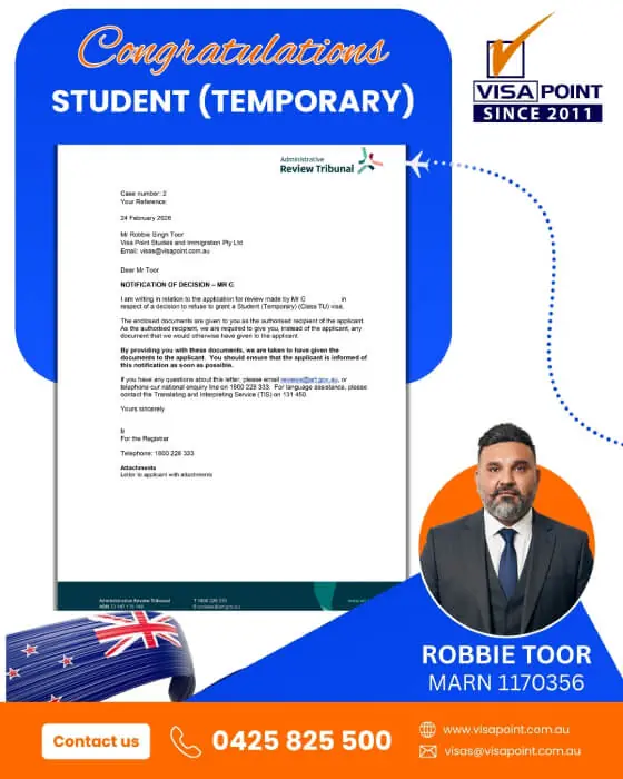 Administrative Review Tribunal decision for a Visa Point client: student visa refusal reviewed